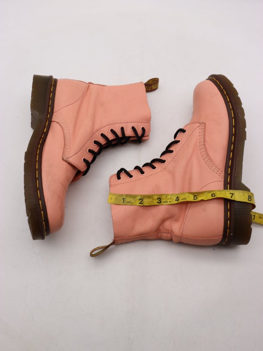 Doc Dr Martens 1460 Pascal Pink Salmon Boots Women's 9 Leather Lace Up Combat - Picture 5 of 10